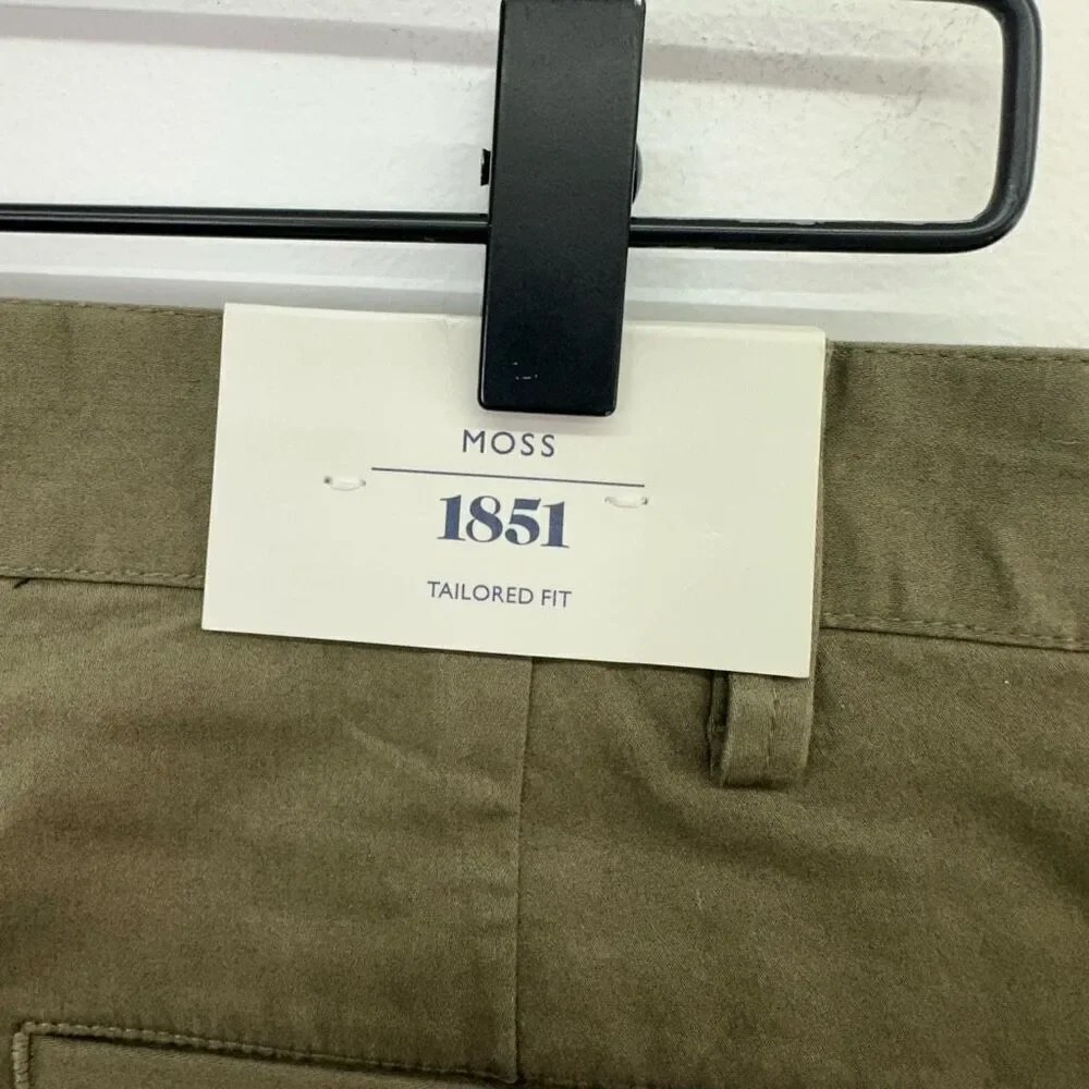 Moss 1851 Men’s Organic Cotton Blend Olive Green Tailored Ankle Pant Suit DIFFER